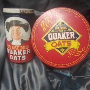 2 vintage Quaker oats tin